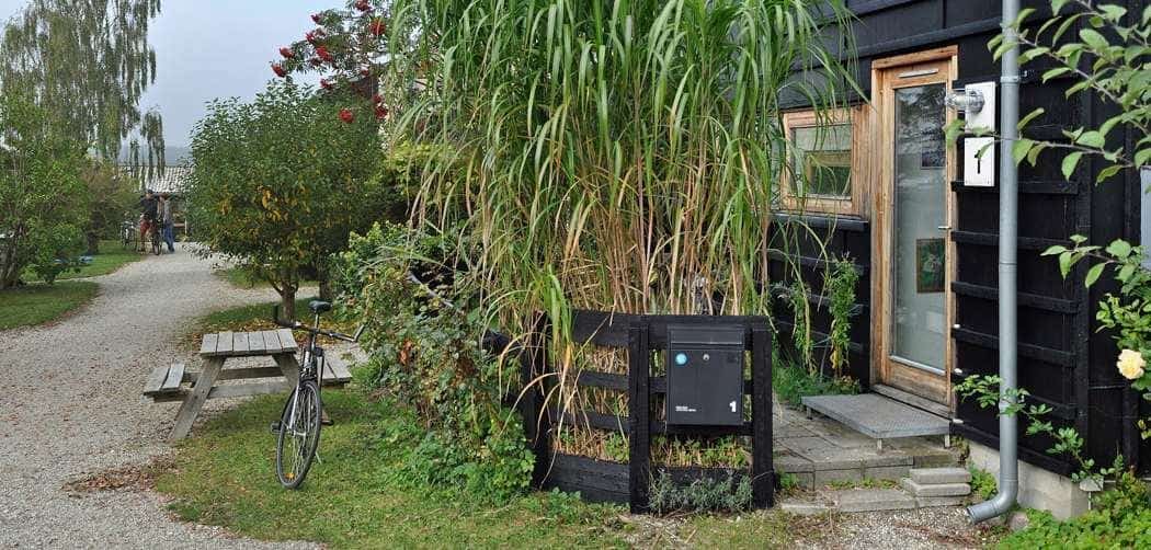 A home and shared path at the Trudeslund cohousing community in Denmark